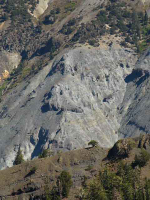 Battleship gray mineral erodes out of the Sierra Nevada near Ebbetts Pass.